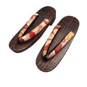 KIMONO HARVEST Japanese Women's Wooden Geta Sandals, Size 9–10.5 US Traditional